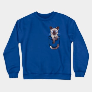 Pocket Cute Siamese Cat Crewneck Sweatshirt